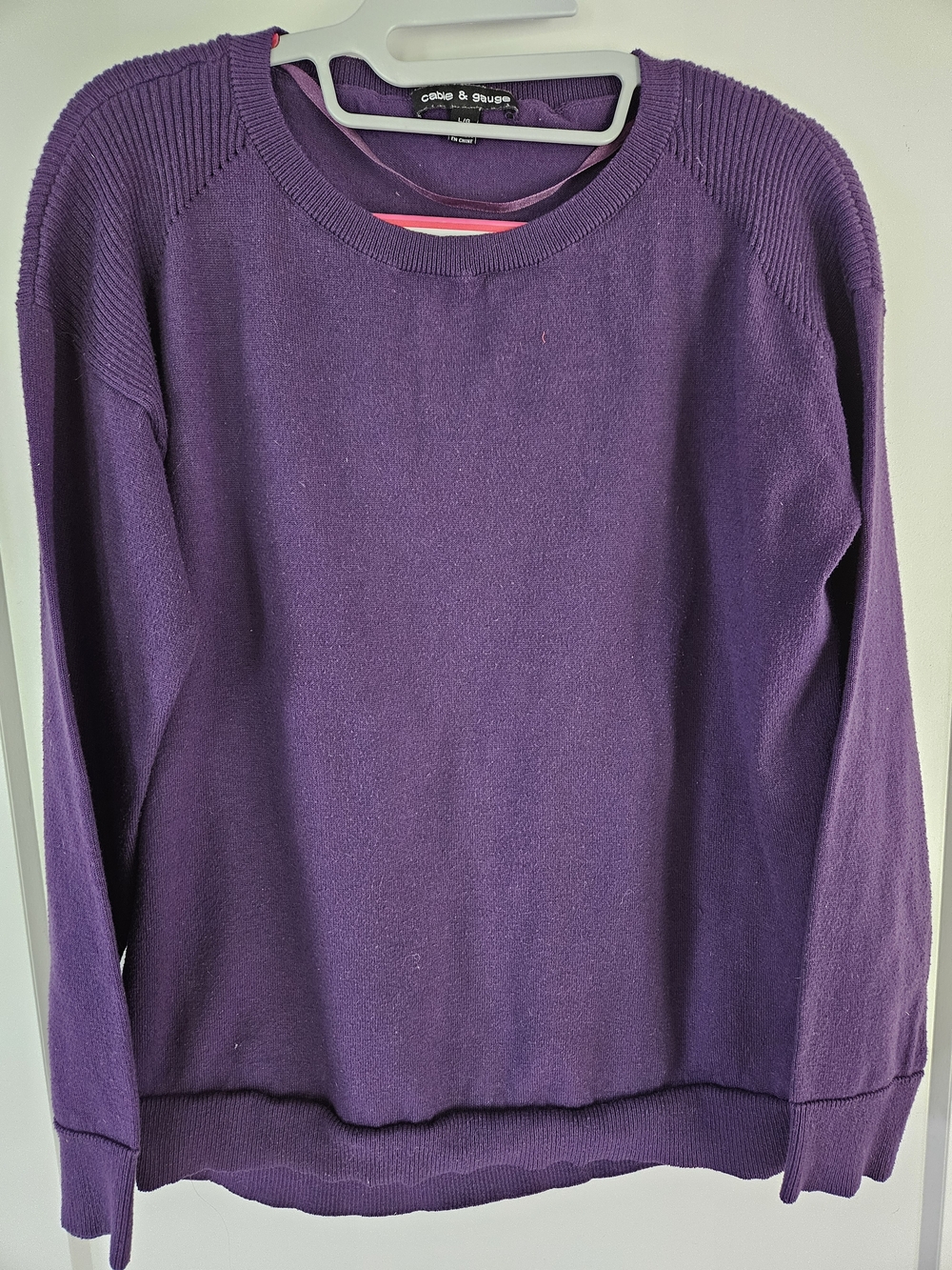 Cable & Gauge Purple Crewneck Lightweight Sweater